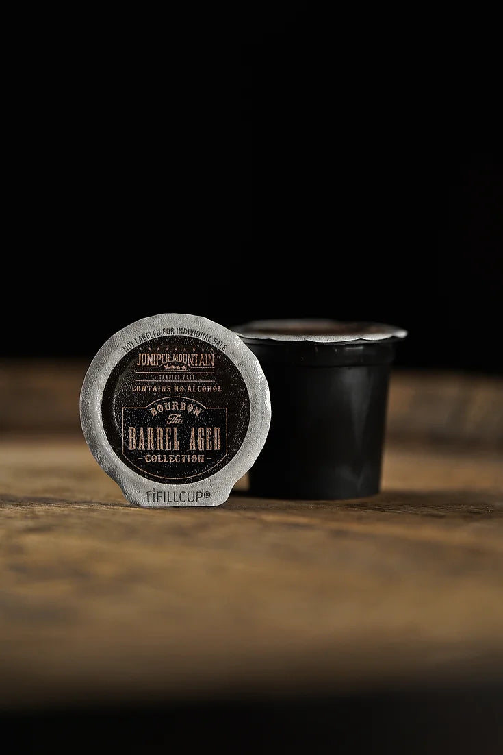 Juniper Mountain Coffee Bourbon Aged Coffee Pods from the Barrel Aged Collection
